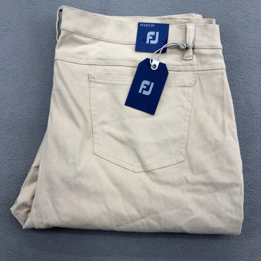Footjoy 1857 Sueded Cotton Twill 5 Pocket Chino Golf Pant Mens 42x30 Tan New